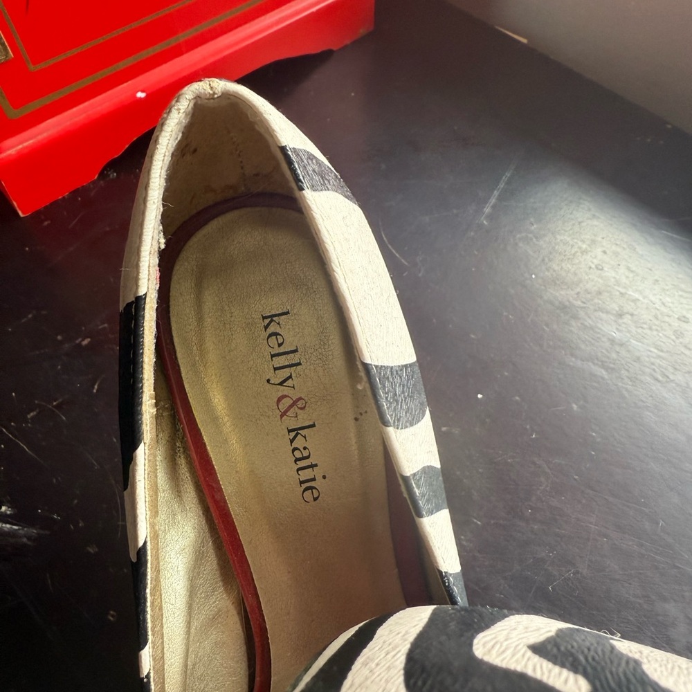 Kelly & Katie Black and White Flats with Striking Pattern